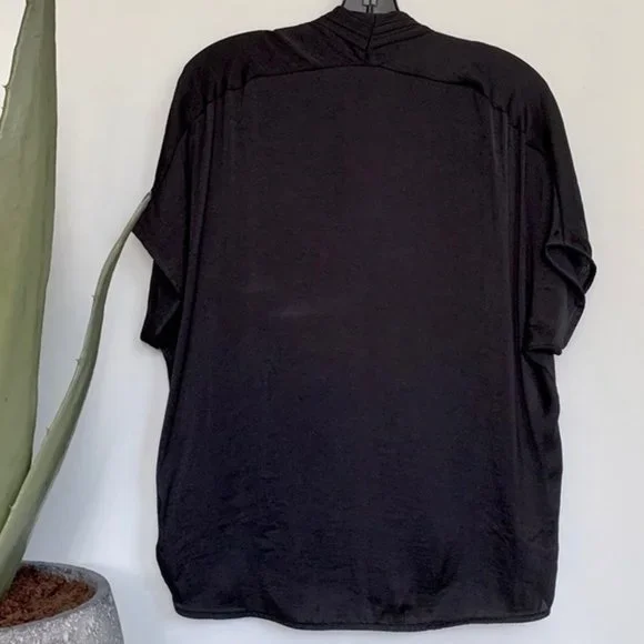 Vince Short Sleeve Wrap Blouse in Black - Picture 3 of 6